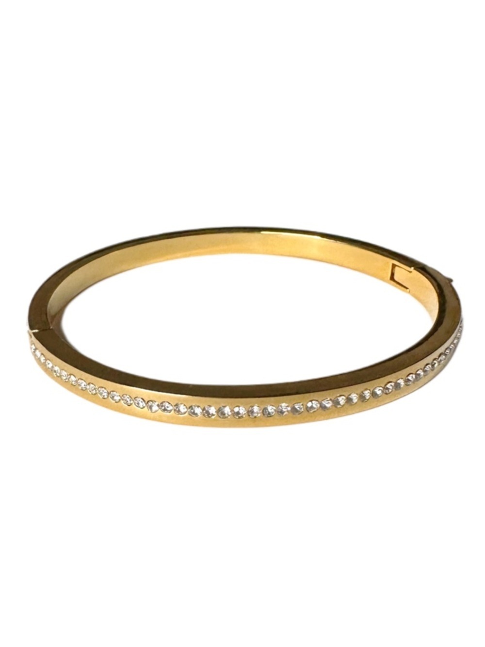 kate spade Gold Crystal-Striped Hinged Bangle Bracelet